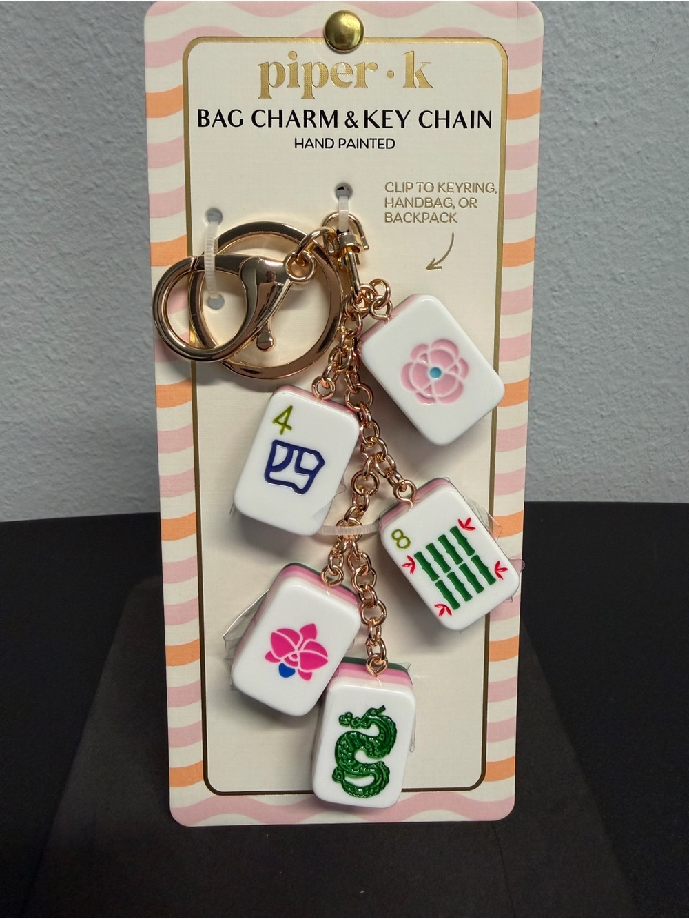 Piper K | Pink & Green Mahjong Tile Bag Charm ๐๏ธ - Picture 3 of 9
